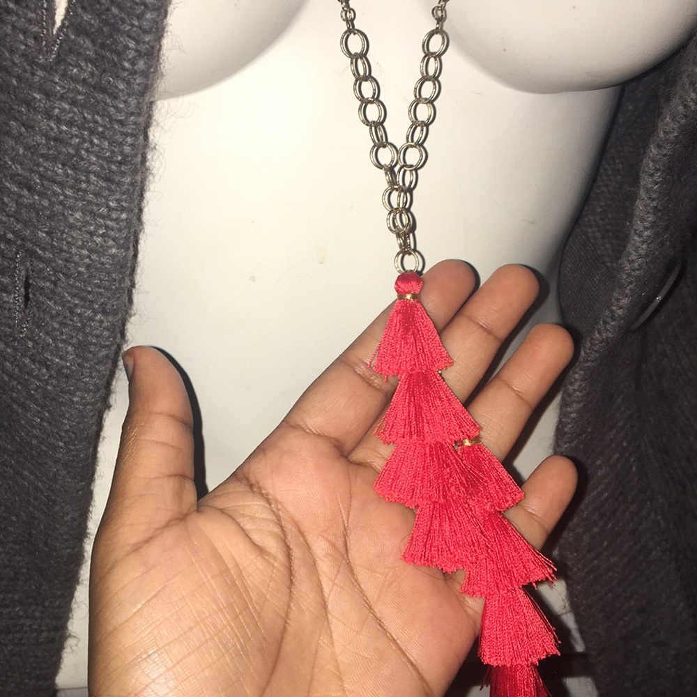 Red tassel necklace